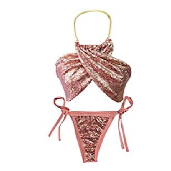 Other - LAST ONE🦞Small Only Pink Sequined Bikini